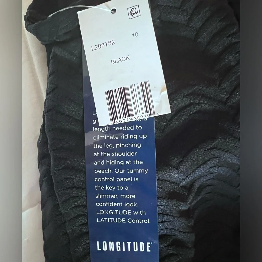 Longitude Half Moon Mesh Torso Tummy Control Swimsuit Size 10 Black NWT - Picture 6 of 7